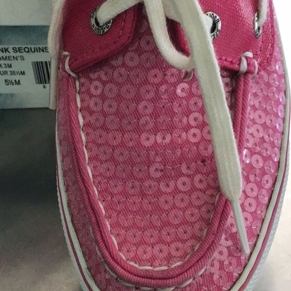 Barbie Pink! Sperry Sequined Top Siders, size 5.5, excellent condition! - Picture 2 of 7